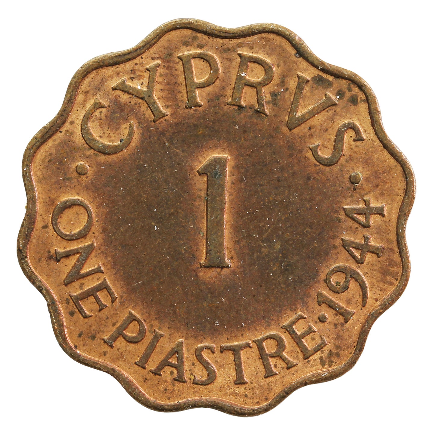 Cyprus 1944 Piastre Almost Uncirculated (AU50)
