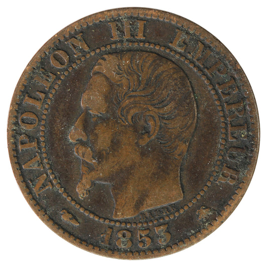 France 1853BB 5 Centimes Very Fine (VF20)