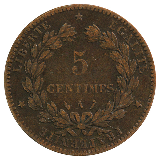 France 1893A 5 Centimes VF-EF (VF-30)