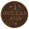 German States 1820 Frankfurt Heller Very Fine (VF-20)