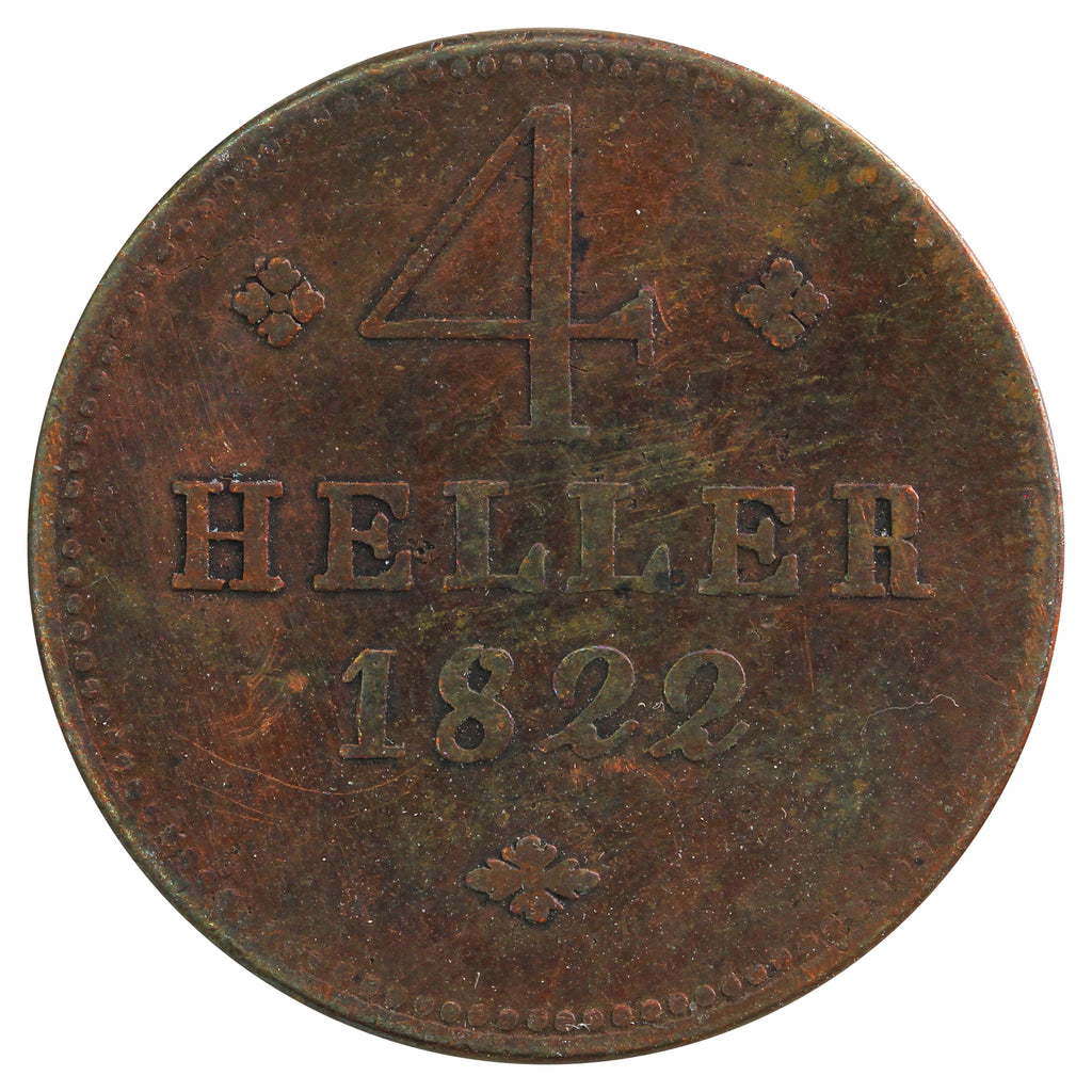 German States 1822 Hesse-Cassel 4 Heller Very Fine (VF-20)