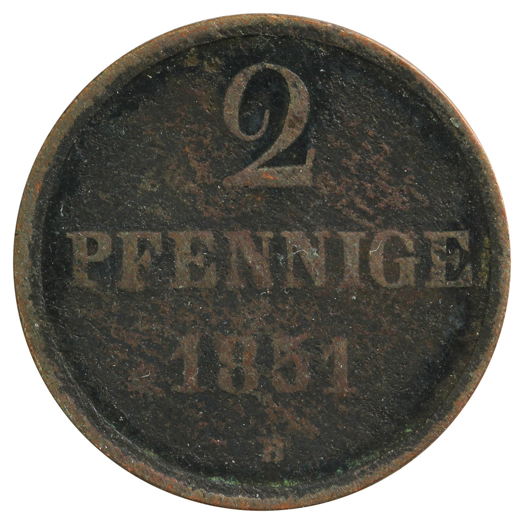 German States 1851B 2 Pfennig Fine (F-12)