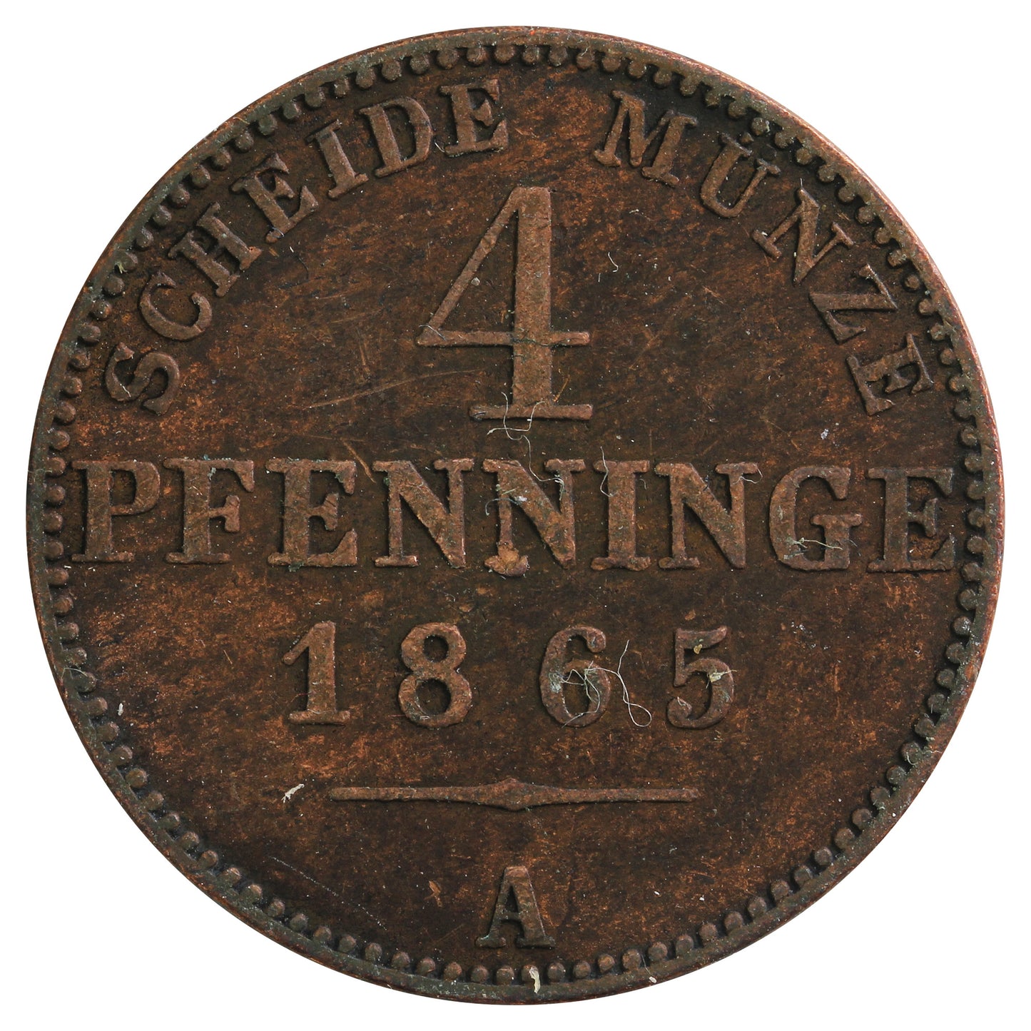 German States 1865A Prussia 4 Pfennig Fine (F12)