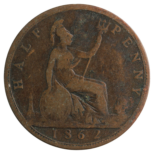 Great Britain 1862 1/2 Penny Very Good (VG8)