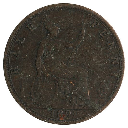 Great Britain 1891 1/2 Penny Very Good (VG8)