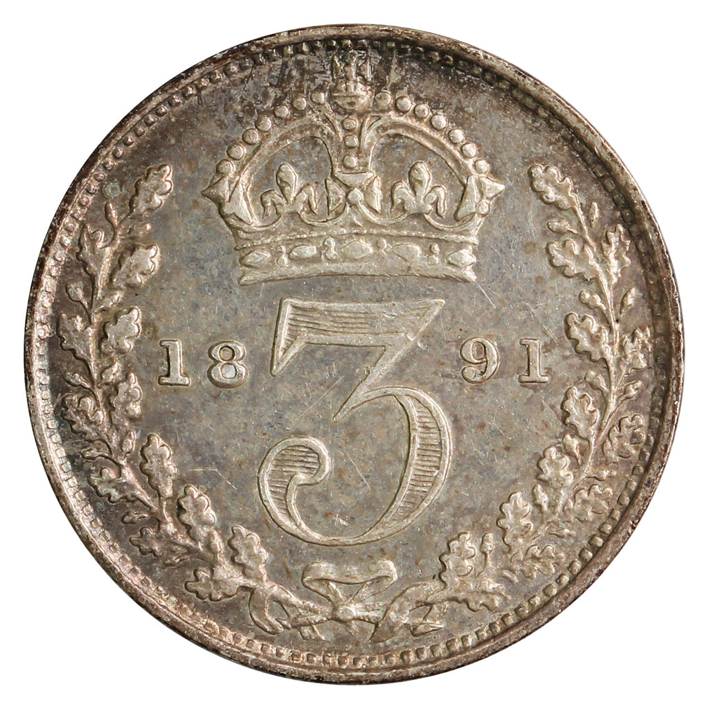 Great Britain 1891 3 Pence Extra Fine (EF40)