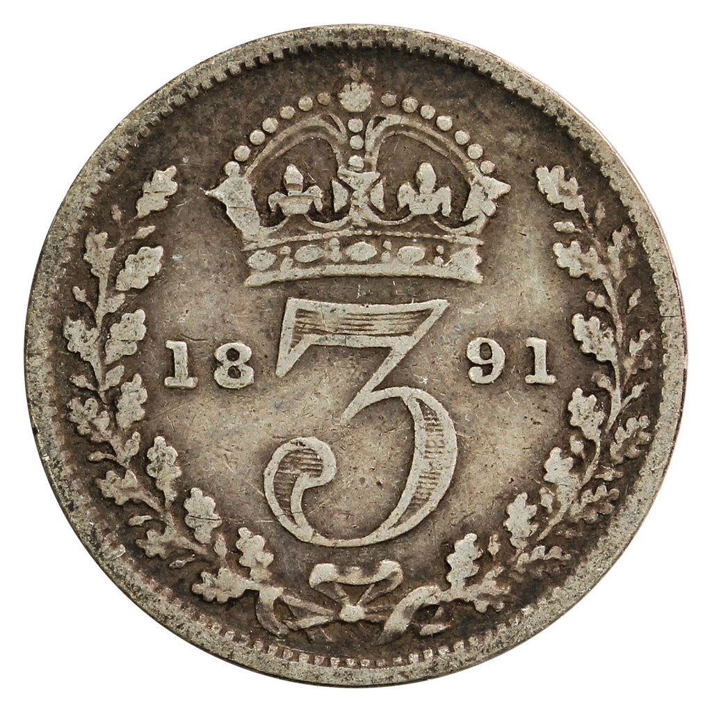 Great Britain 1891 3 Pence Fine (F-12)