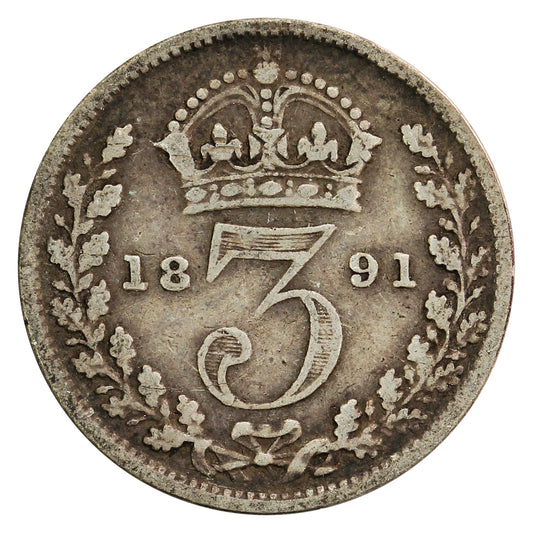 Great Britain 1891 3 Pence Fine (F-12)