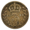 Great Britain 1893 Closed 3 3 Pence Very Good (VG8)