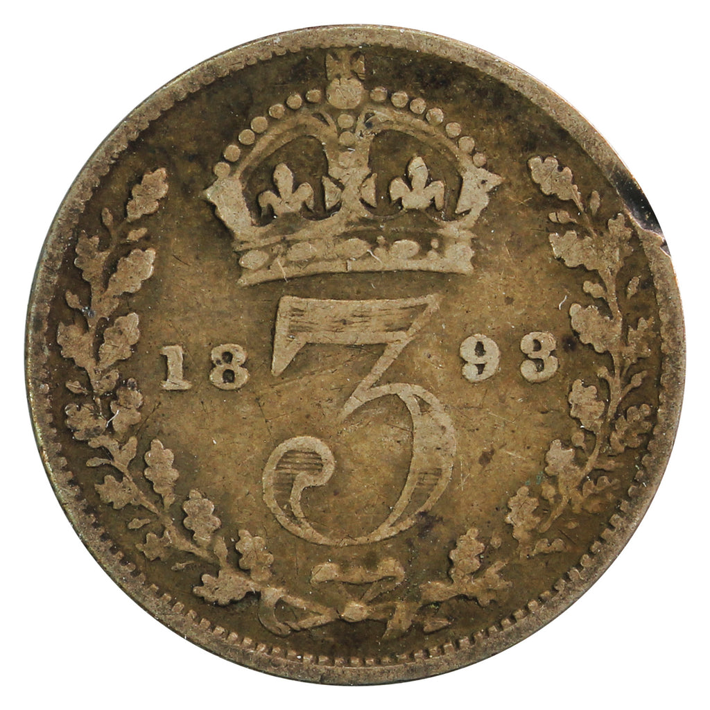 Great Britain 1893 Closed 3 3 Pence Very Good (VG8)