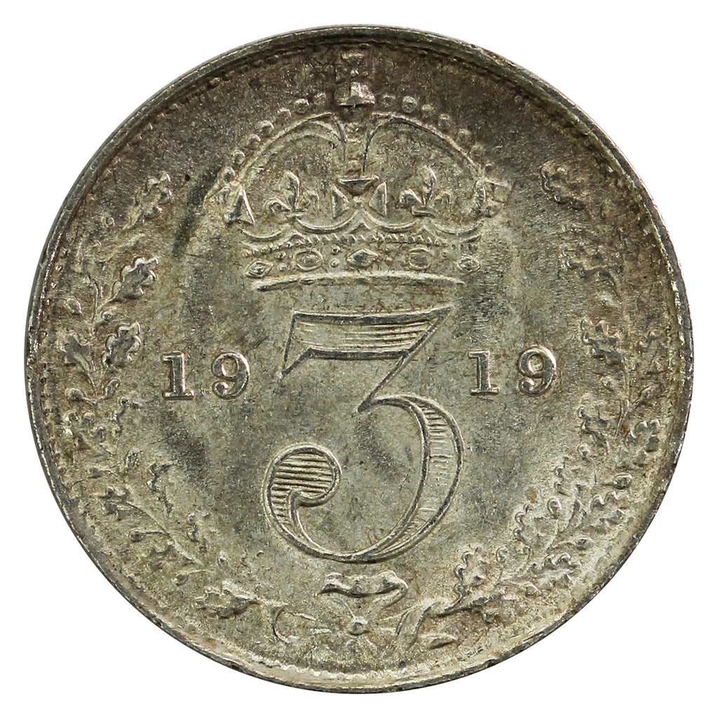 Great Britain 1919 3 Pence Almost Uncirculated (AU50)