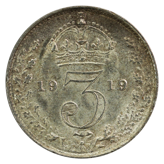 Great Britain 1919 3 Pence Almost Uncirculated (AU50)