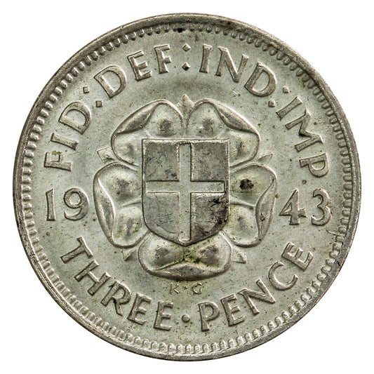 Great Britain 1943 Silver 3 Pence Extra Fine (EF40)