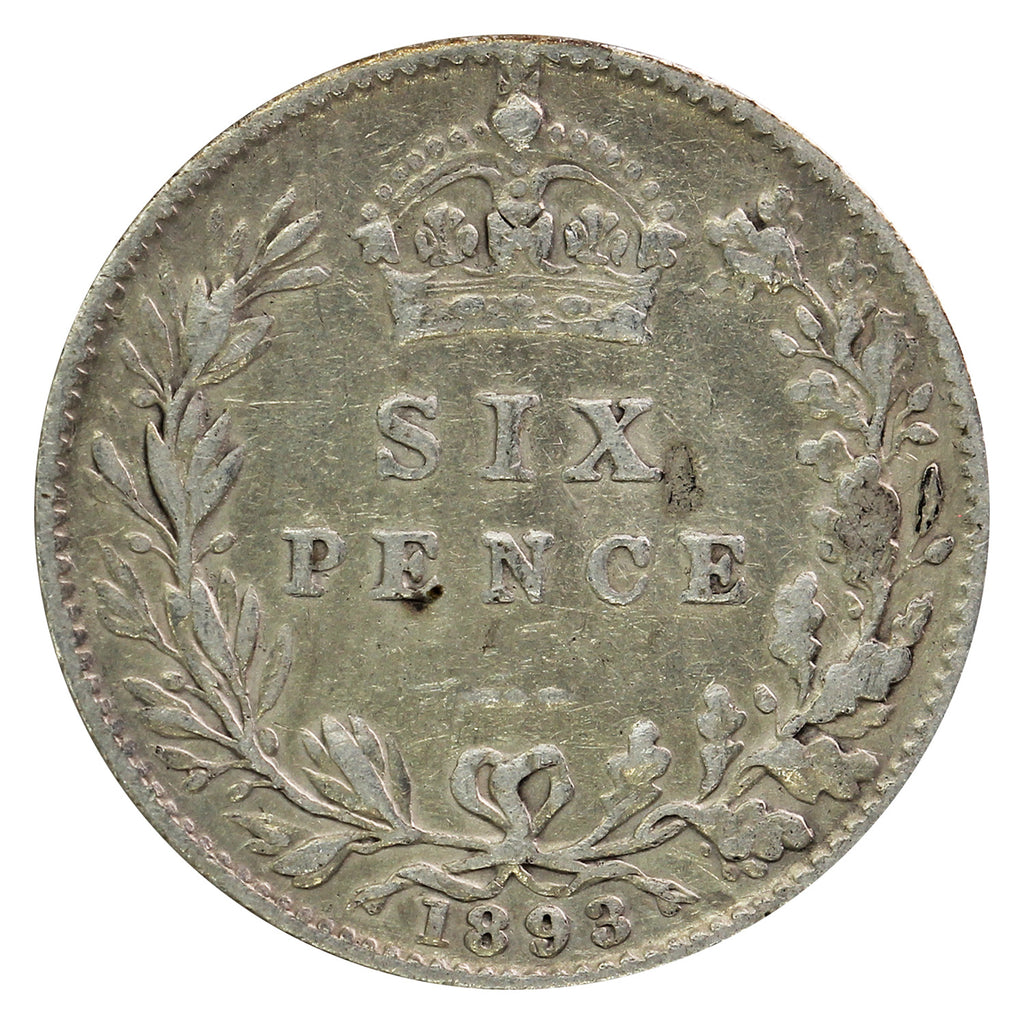 Great Britain 1893 6 Pence Fine (F-12)