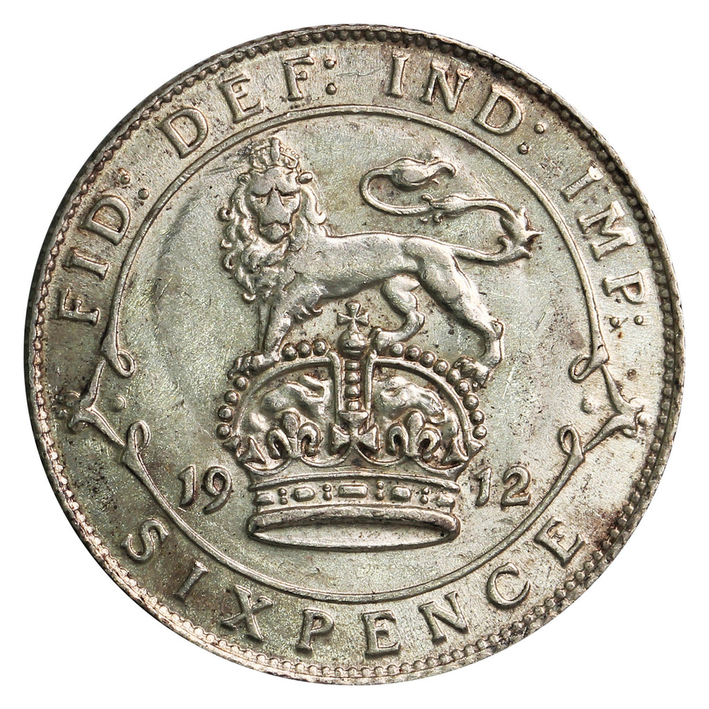 Great Britain 1912 6 Pence Almost Uncirculated (AU50)