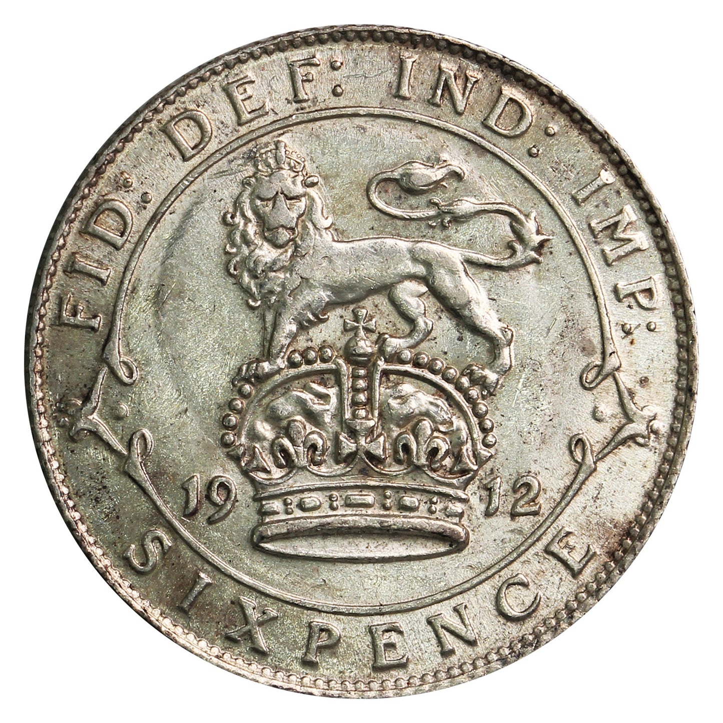 Great Britain 1912 6 Pence Almost Uncirculated (AU50)