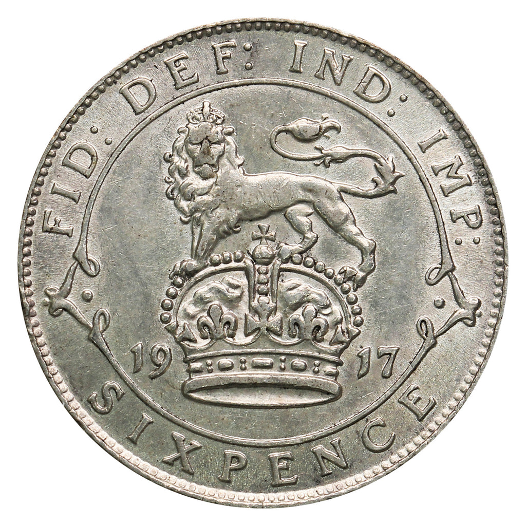 Great Britain 1917 6 Pence Almost Uncirculated (AU50)