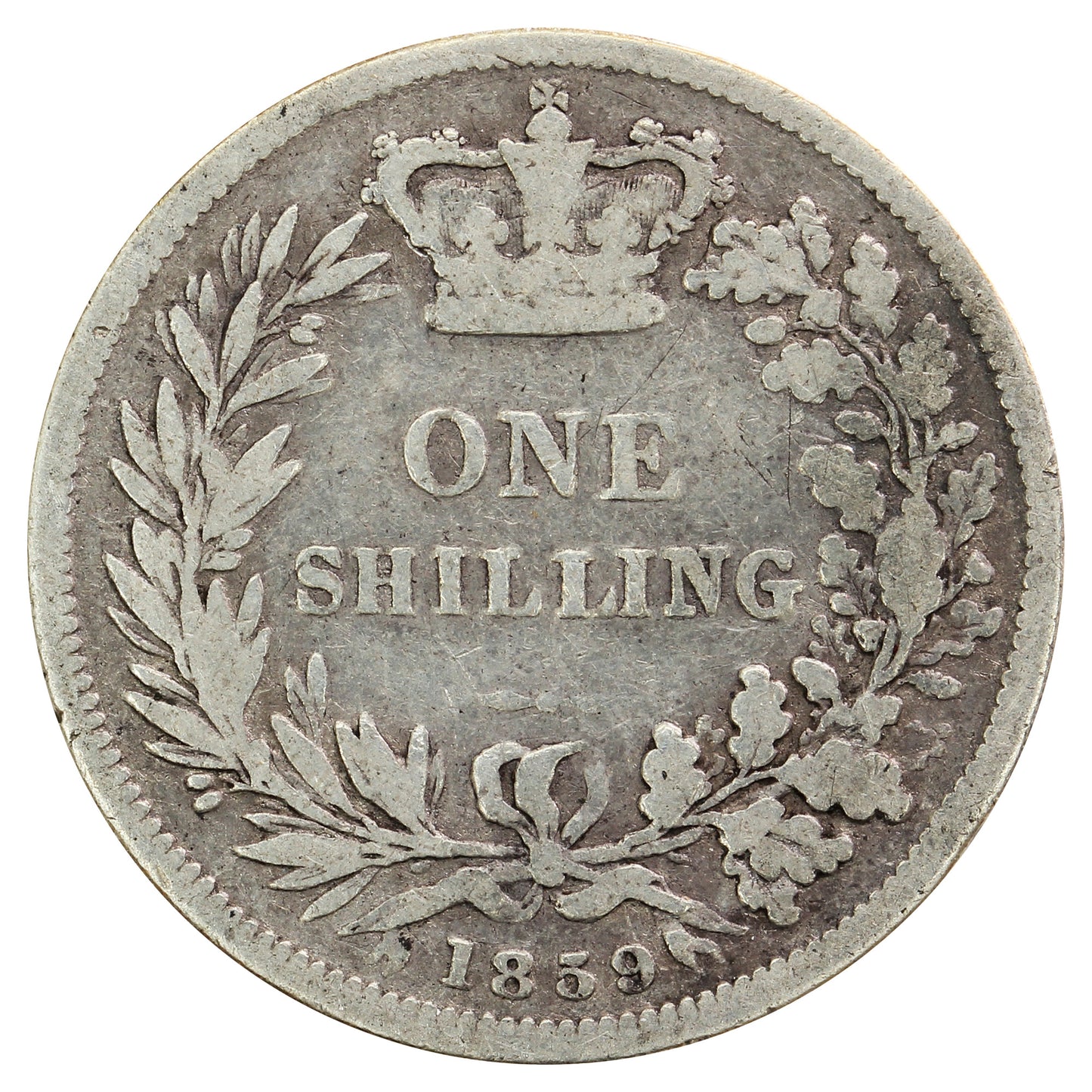 Great Britain 1859 Shilling Very Good (VG8)