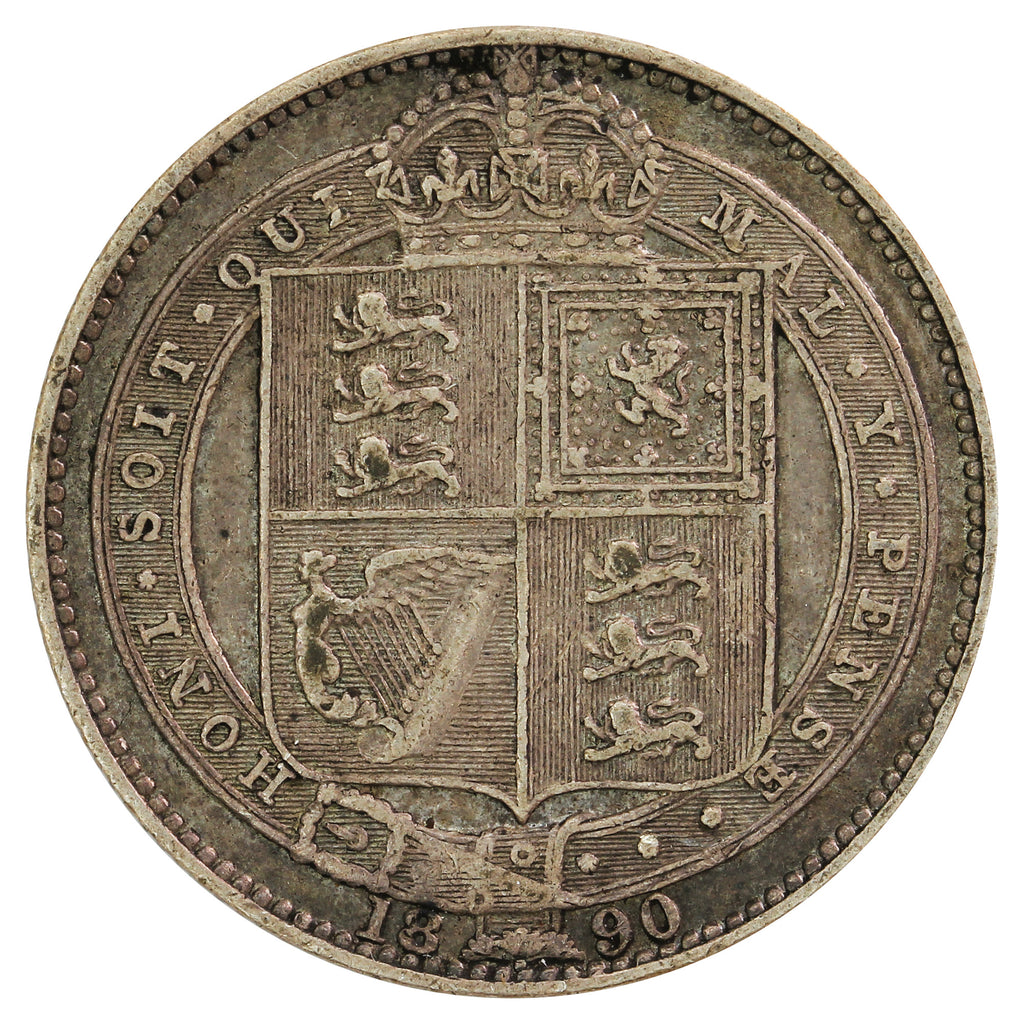 Great Britain 1890 Shilling Vine Fine (VF30)