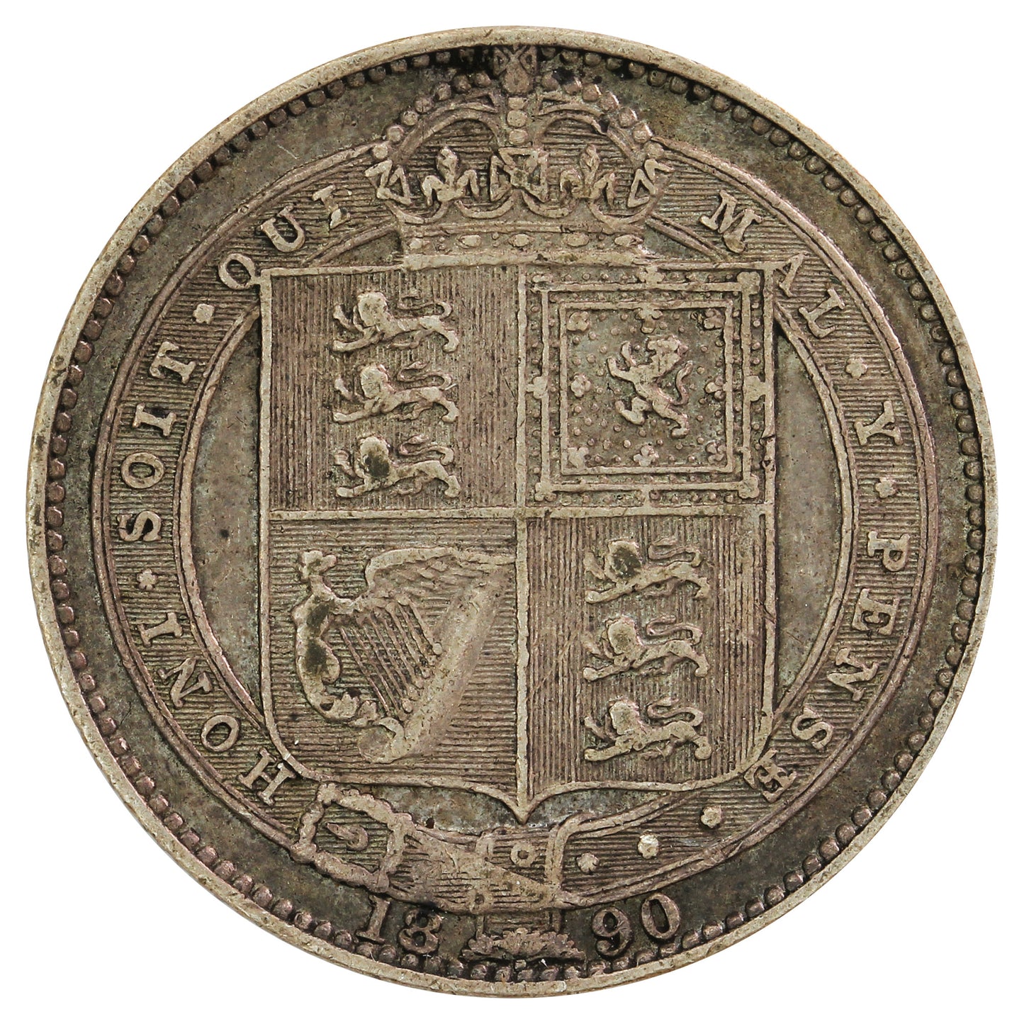 Great Britain 1890 Shilling Vine Fine (VF30)