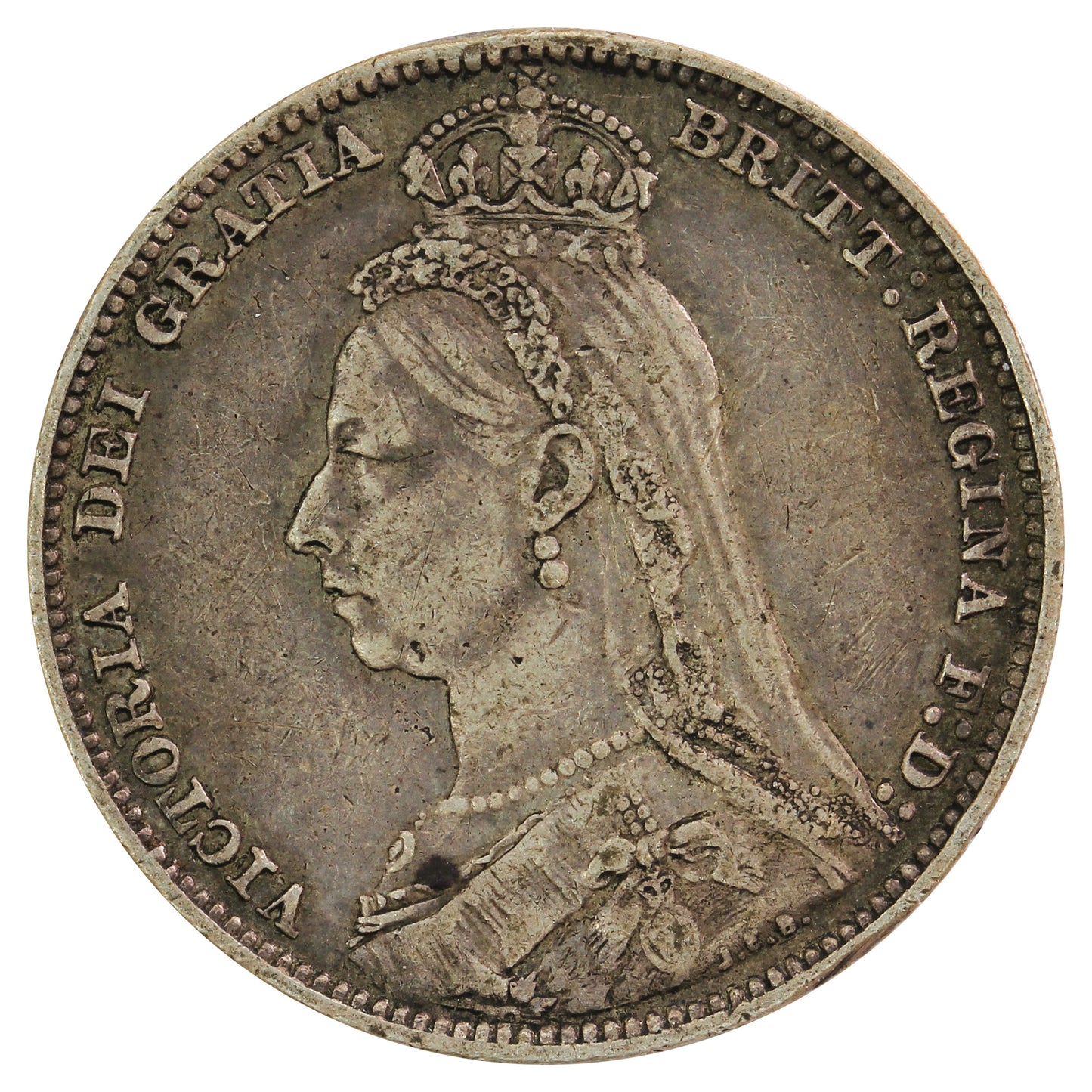 Great Britain 1890 Shilling Vine Fine (VF30)