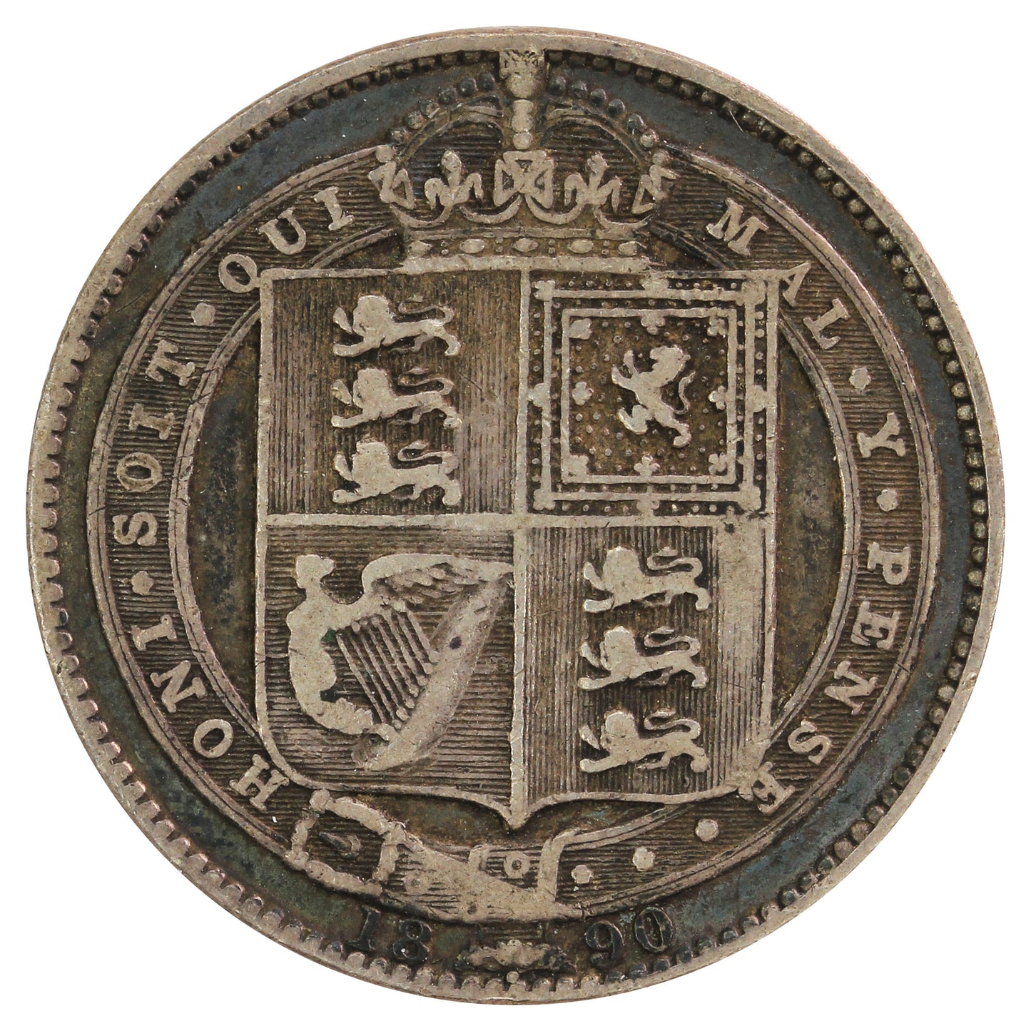 Great Britain 1890 Shilling F-VF (F15)