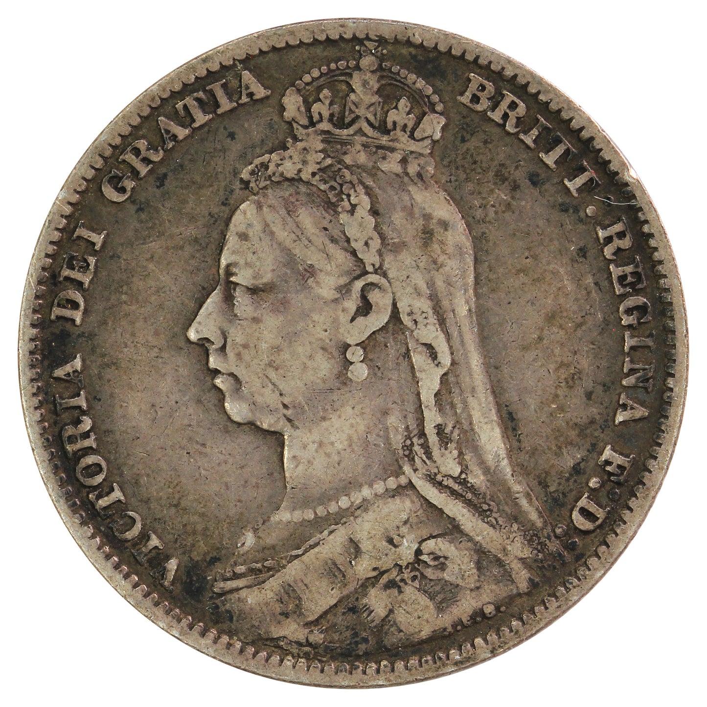 Great Britain 1890 Shilling F-VF (F15)