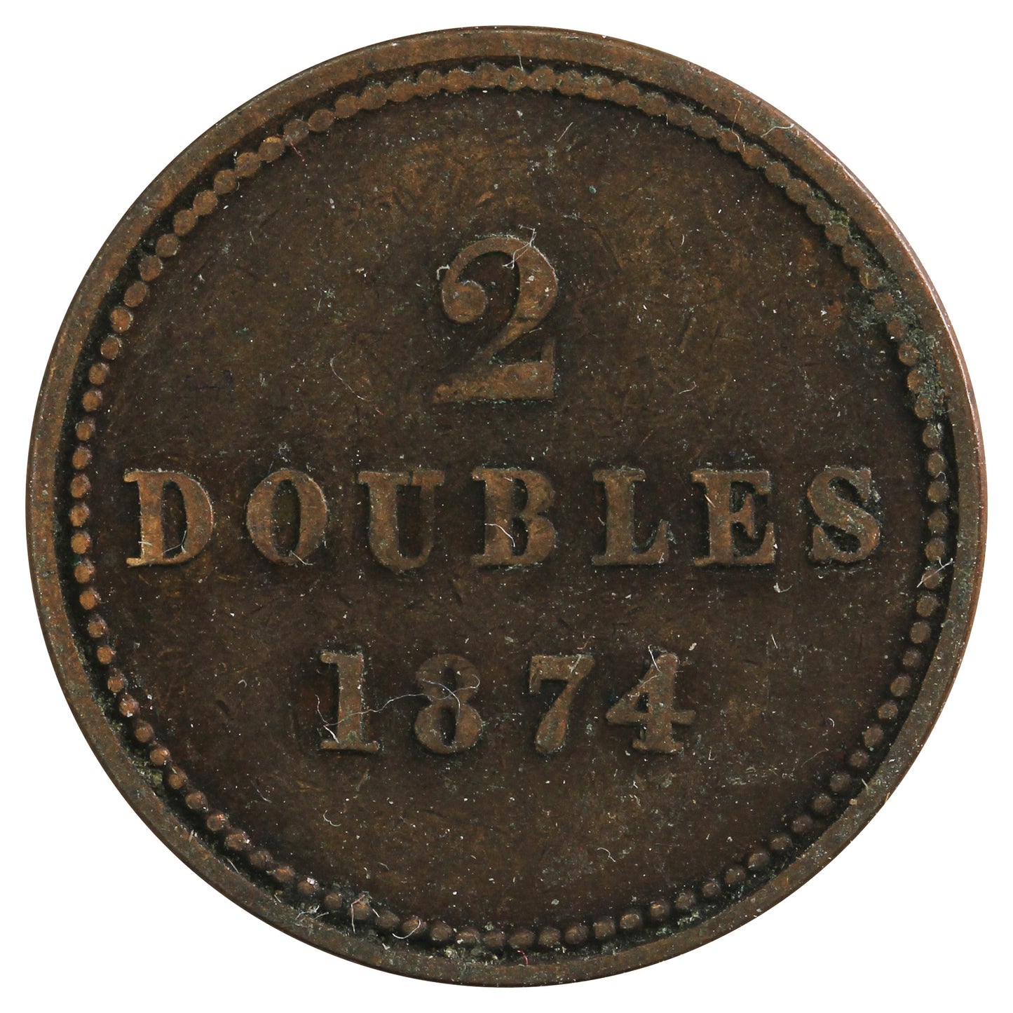 Guernsey 1874 2 Doubles Fine (F12)