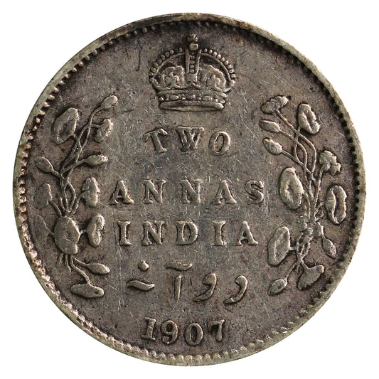 India 1907 2 Annas Very Fine (VF-20)