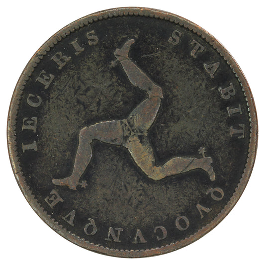 Isle of Man 1839 1/2 Penny VG-F (VG-10)