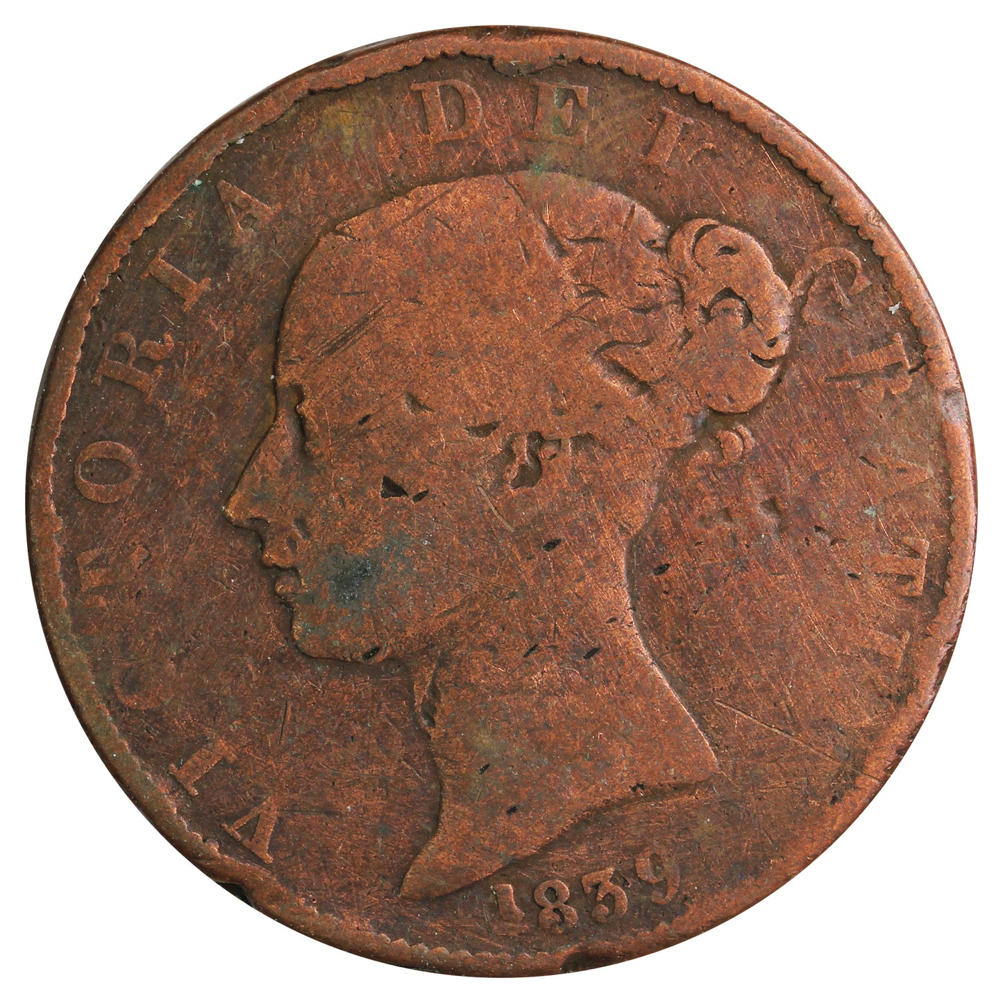 Isle of Man 1839 1/2 Penny G-VG (G-6)