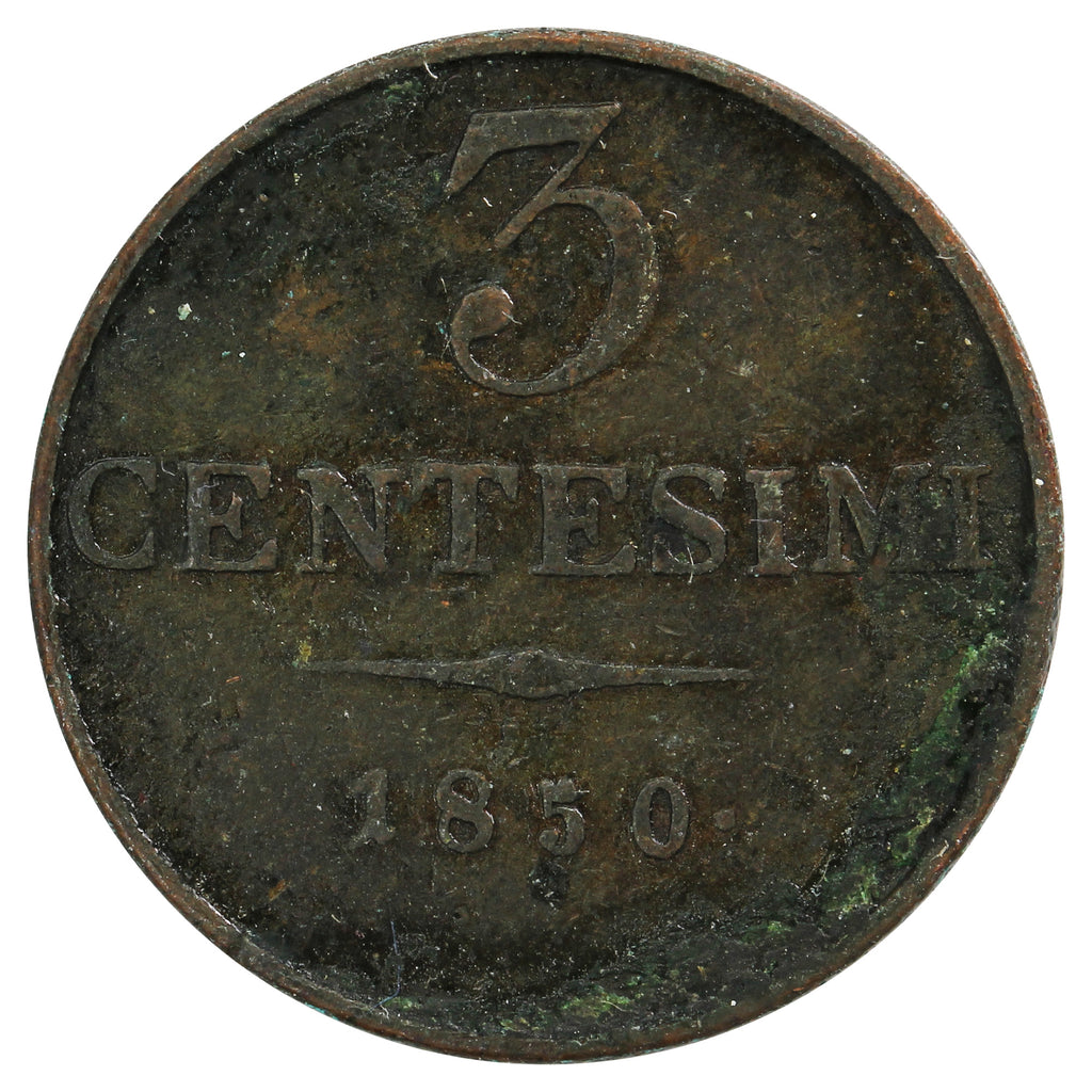 Italian States 1850M Lombardy-Venetia 3 Centesimi Extra Fine (EF-40)