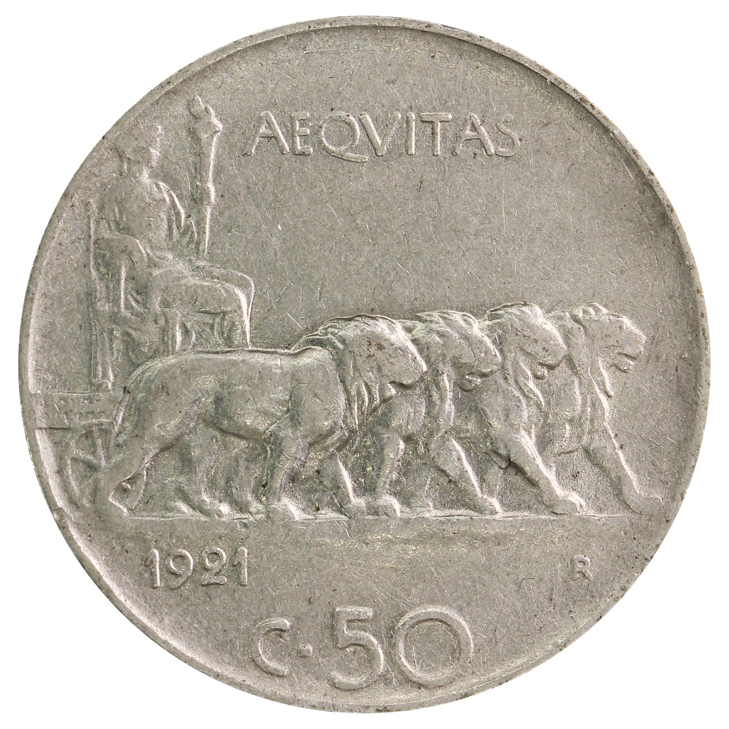 Italy 1921R 50 Centesimi Very Fine (VF20)