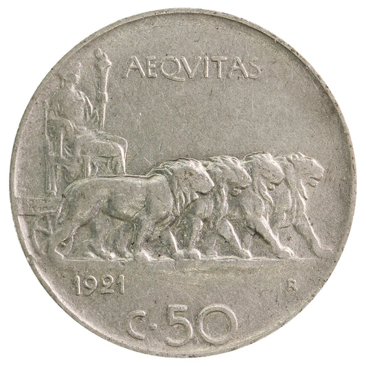 Italy 1921R 50 Centesimi Very Fine (VF20)