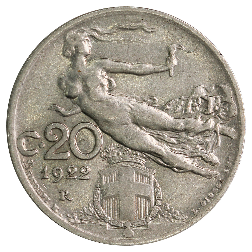 Italy 1922R 20 Centesimi AU-UNC (AU55)
