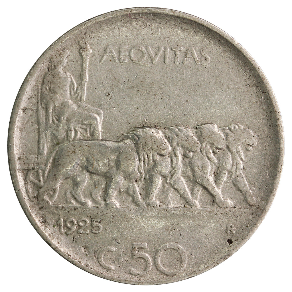 Italy 1925R 50 Centesimi VF-EF (VF30)