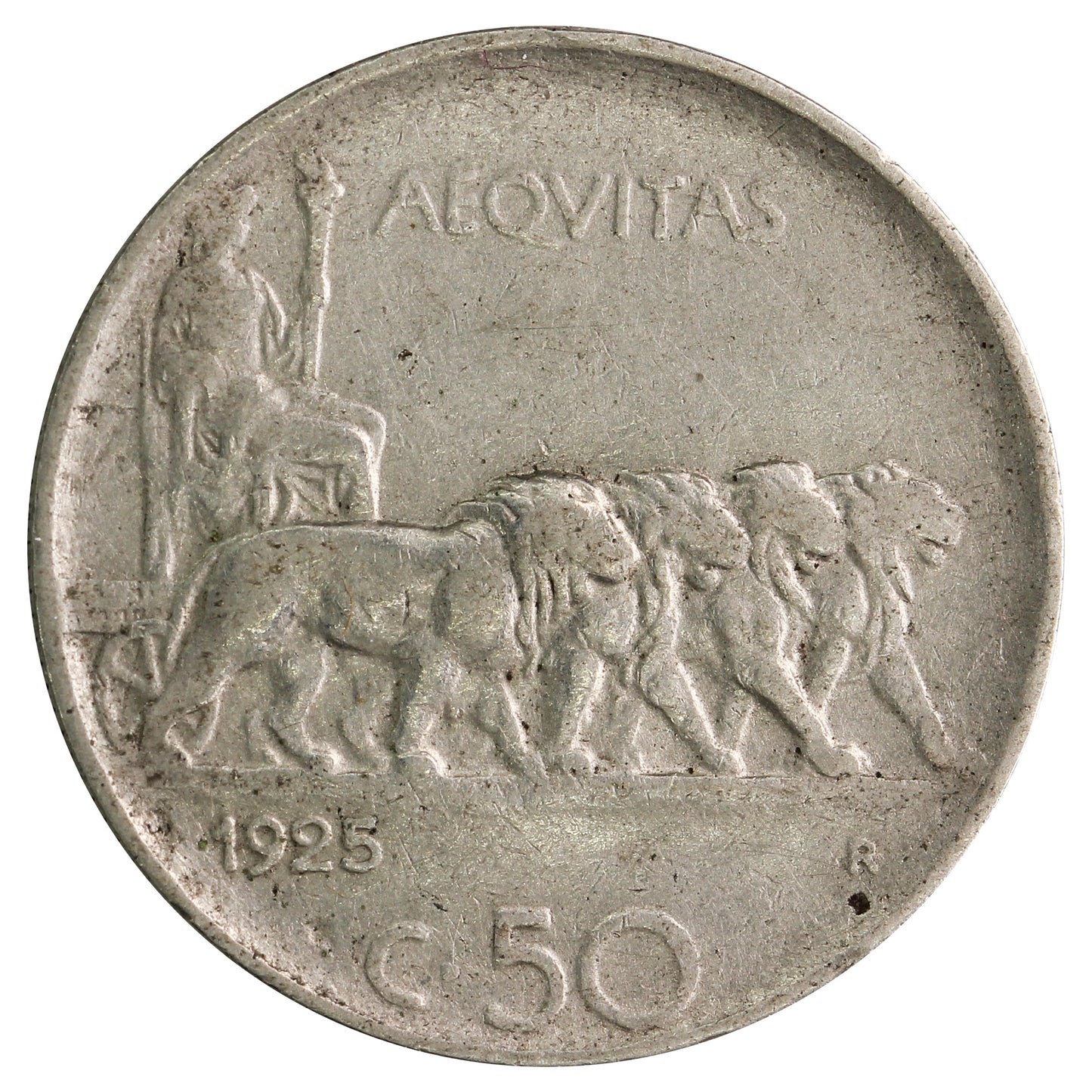 Italy 1925R 50 Centesimi VF-EF (VF30)