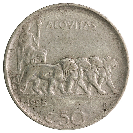 Italy 1925R 50 Centesimi VF-EF (VF30)