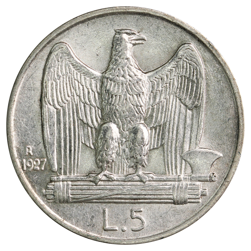 Italy 1927R 5 Lire Uncirculated (MS60)