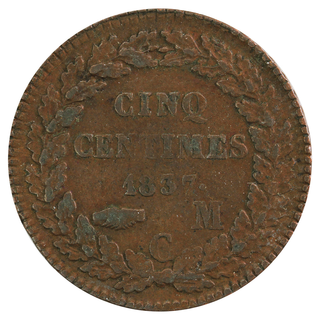 Monaco 1837 5 Centimes F-VF (F15)