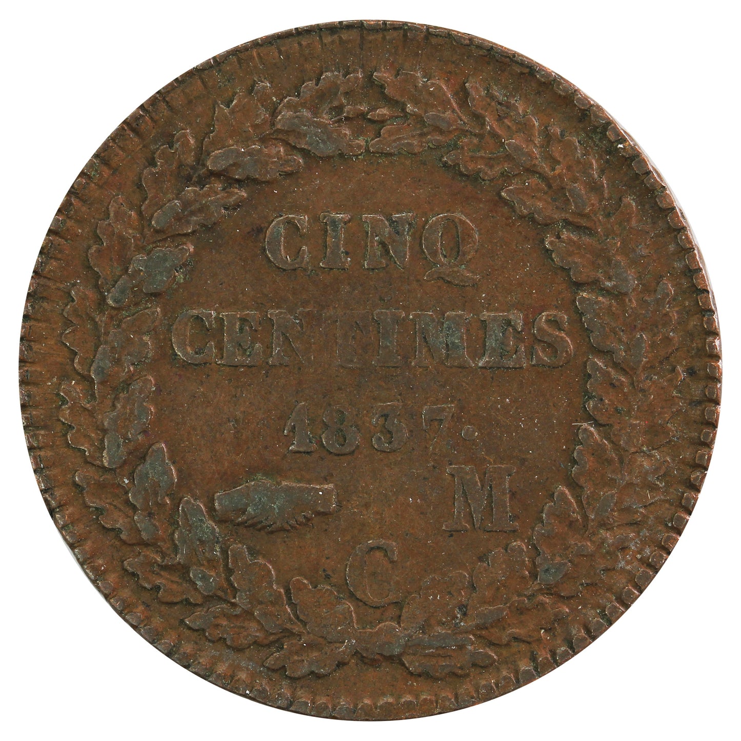 Monaco 1837 5 Centimes F-VF (F15)