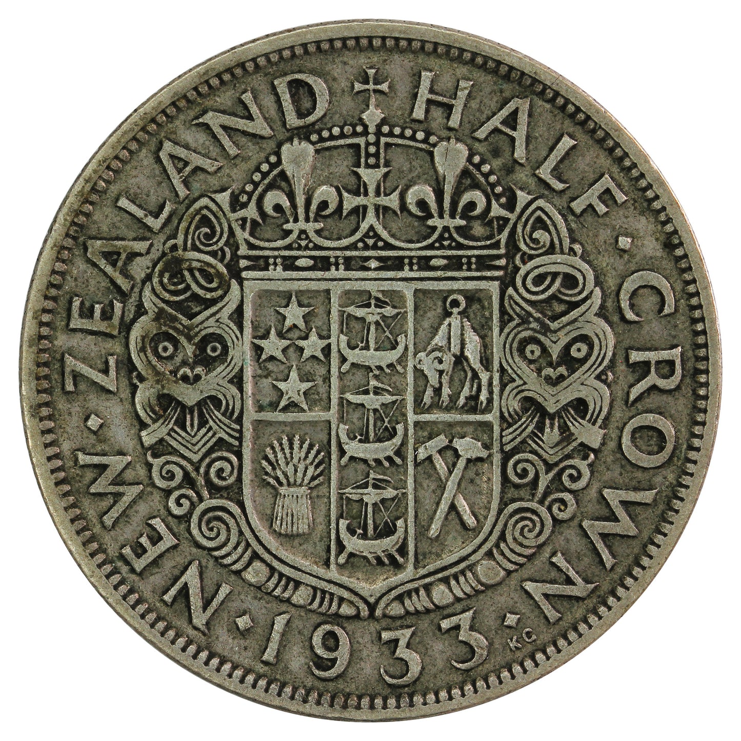 New Zealand 1933 1/2 Crown F-VF (F15)