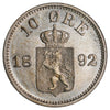 Norway 1892 10 Ore AU-UNC (AU-55)
