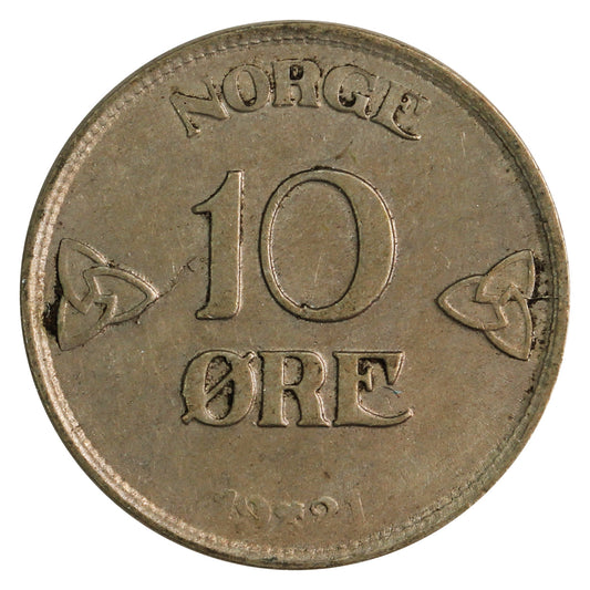 Norway 1921 10 Ore Very Fine (VF-20)