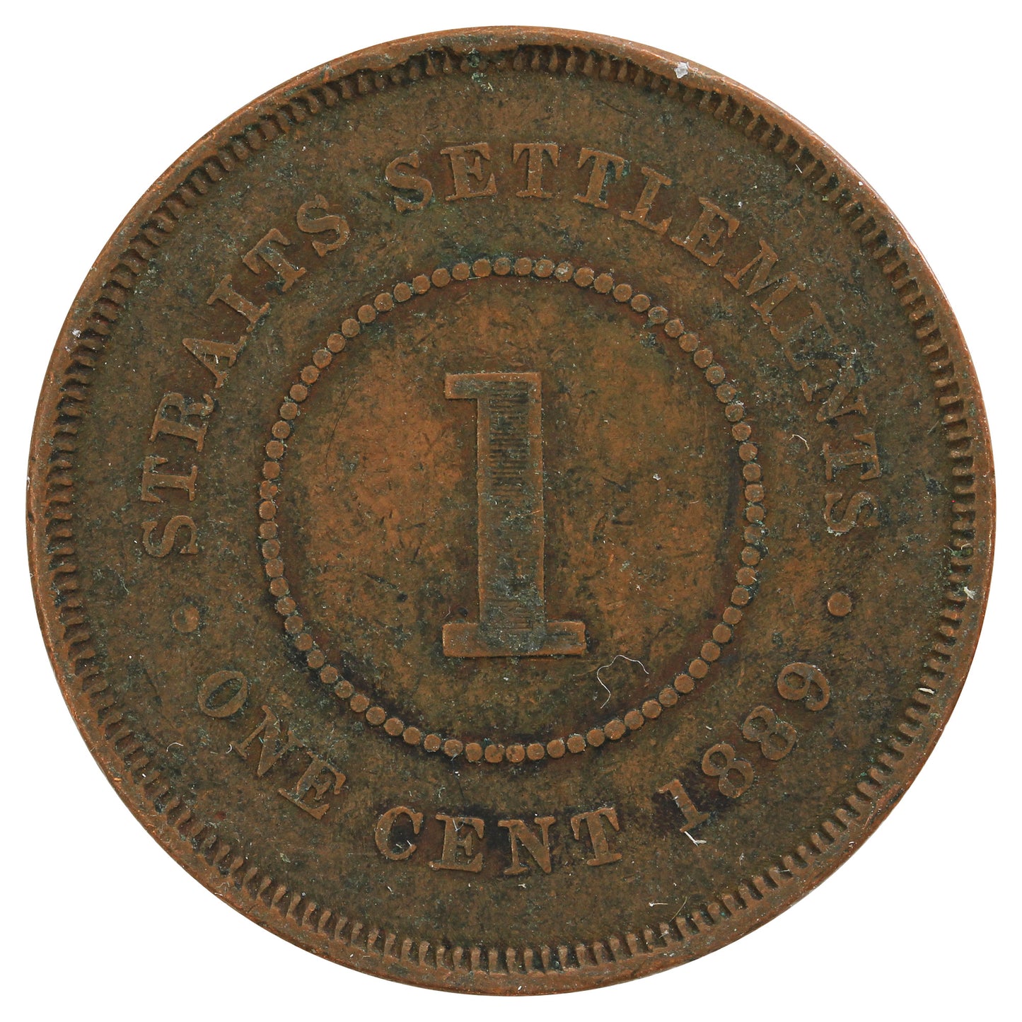 Straits Settlements 1889 Cent F-VF (F15)