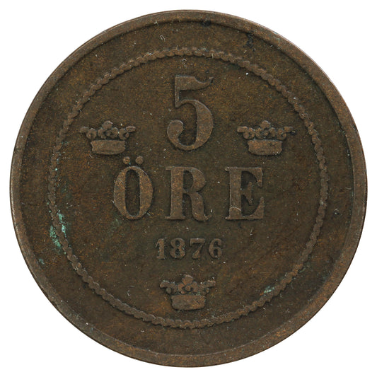 Sweden 1876 5 Ore Very Fine (VF20)