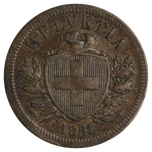 Switzerland 1851A 2 Rappen EF-AU (EF45)