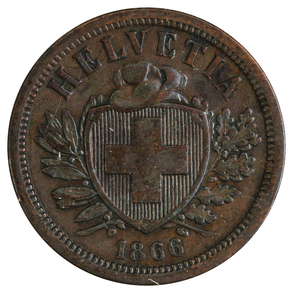 Switzerland 1866B 2 Rappen F-VF (F15)