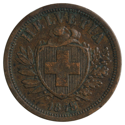 Switzerland 1875B 2 Rappen Very Fine (VF20)