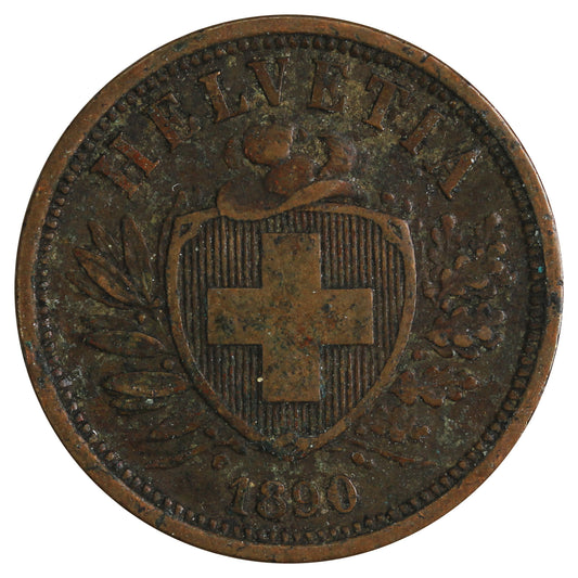 Switzerland 1890B 2 Rappen VF-EF (VF30)